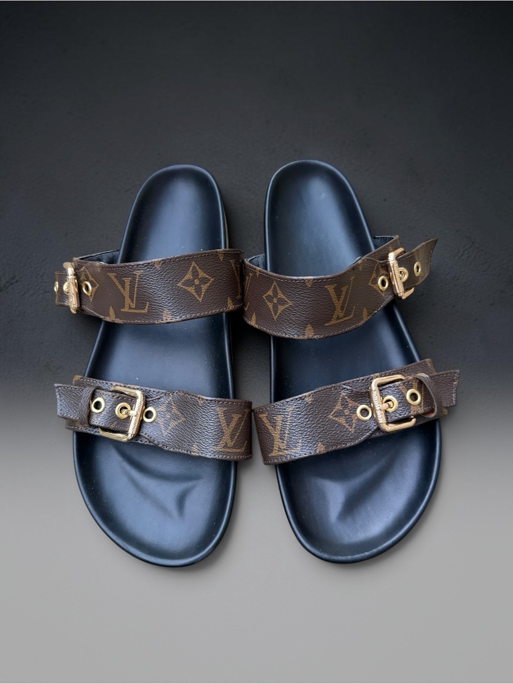 Louis Vuitton Bom Dia Brown Monogram Sandals Size EU42 US10